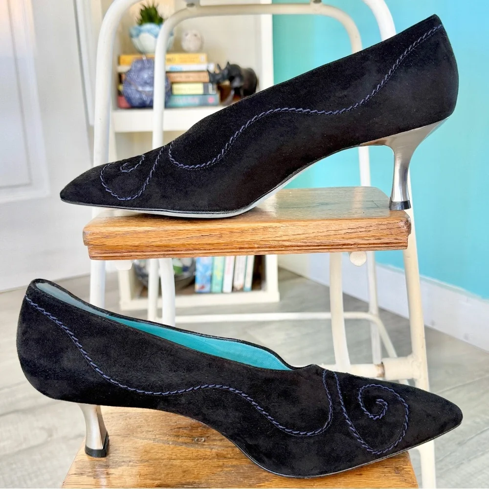 Thierry Rabotin Suede Manon Pump with Silver Heel (size 10.5 US/41 EU)